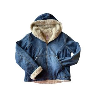 Vintage Denim Sherpa Zip-Up Jacket